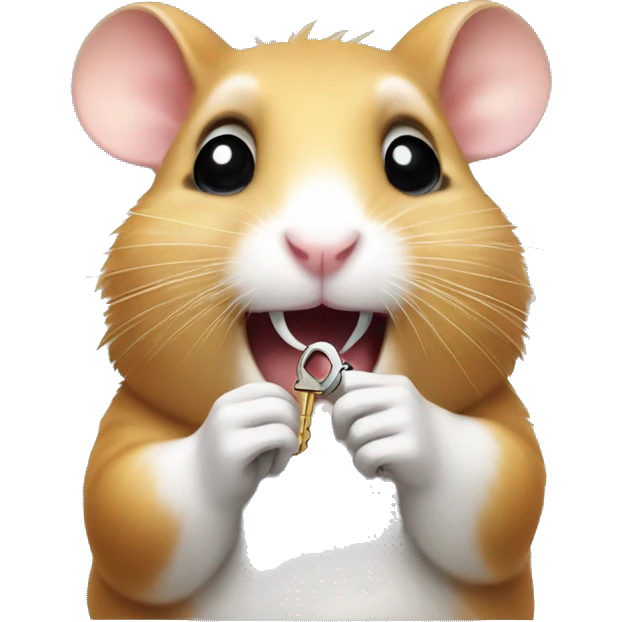 hamster holding a key in his teeth emoji