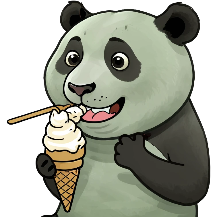 Panda eating ice cream emoji