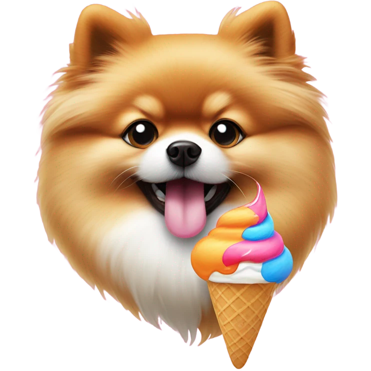 Pomeranian eating ice cream emoji