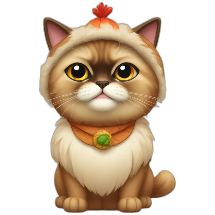 himalayan cat wearing turkey costume emoji