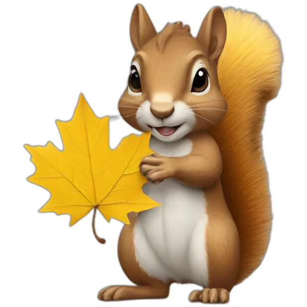 squirrel with a yellow maple leaf emoji