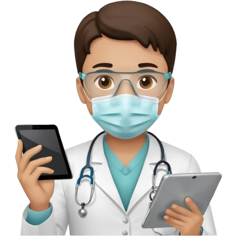 doctor with medical mask and tablet emoji