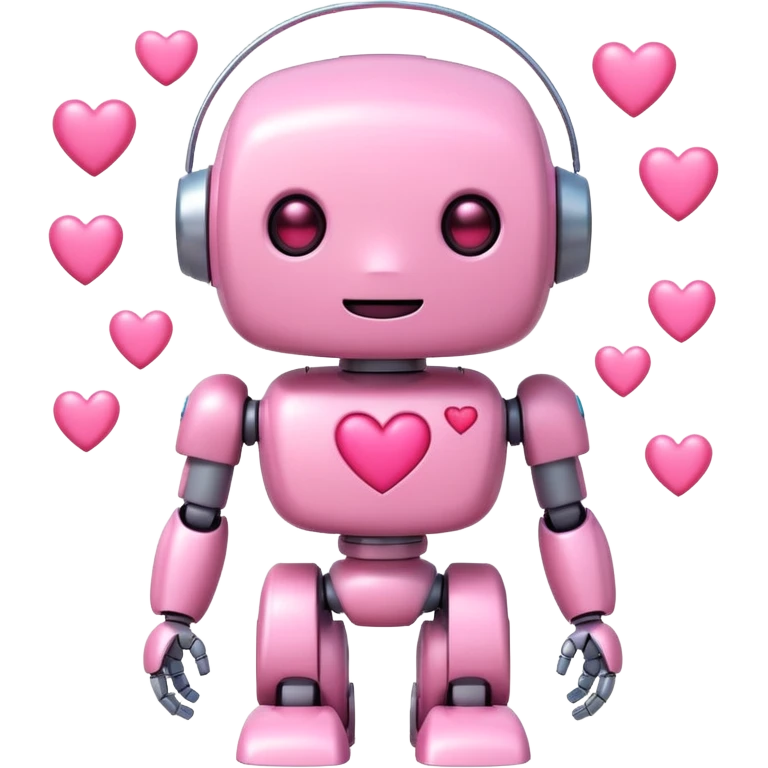 cute pink robot with hearts pink emoji