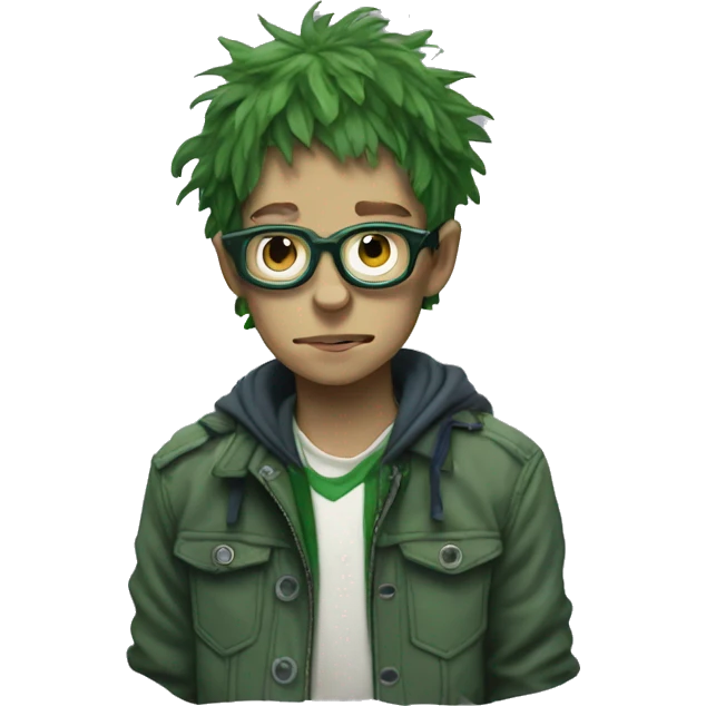 Jamie hewlett high school character with greens kin emoji