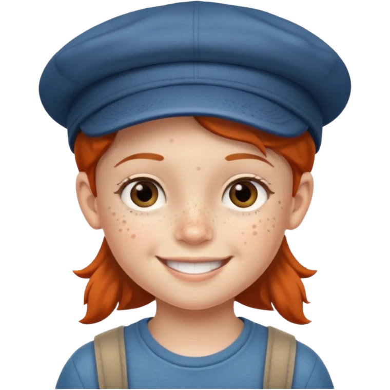 Un niño con gorra riendo emoji