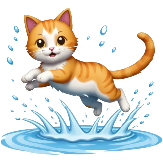 cat jumping into a lake emoji