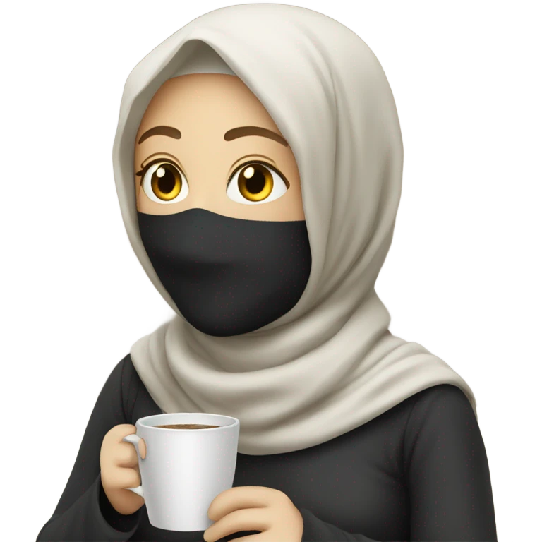 White person, wearing hijab, drinking a coffee emoji