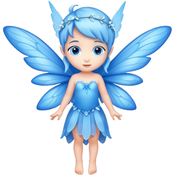 full body of little blue fairy emoji