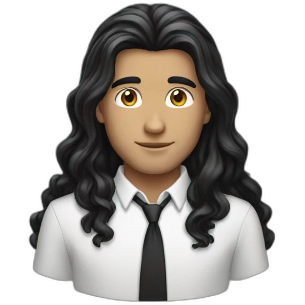Long black haire mid part White boy emoji