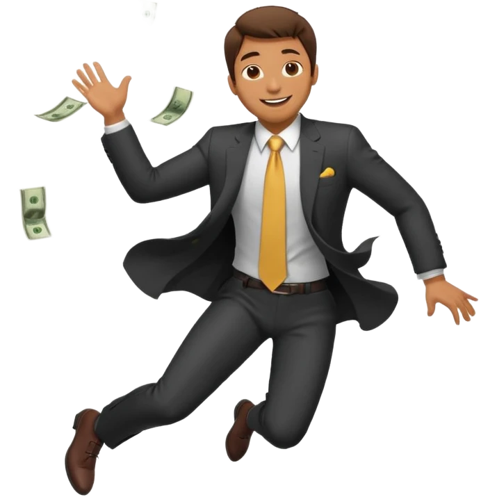 man in a suit falling with moneys emoji