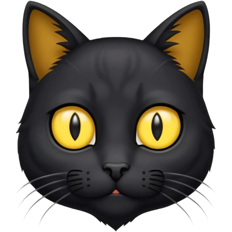 cute black cat with big yellow eyes, thunder scar on forehead like Harry Potter emoji