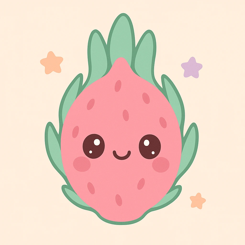 smiling face dragon fruit kawaii style emoji