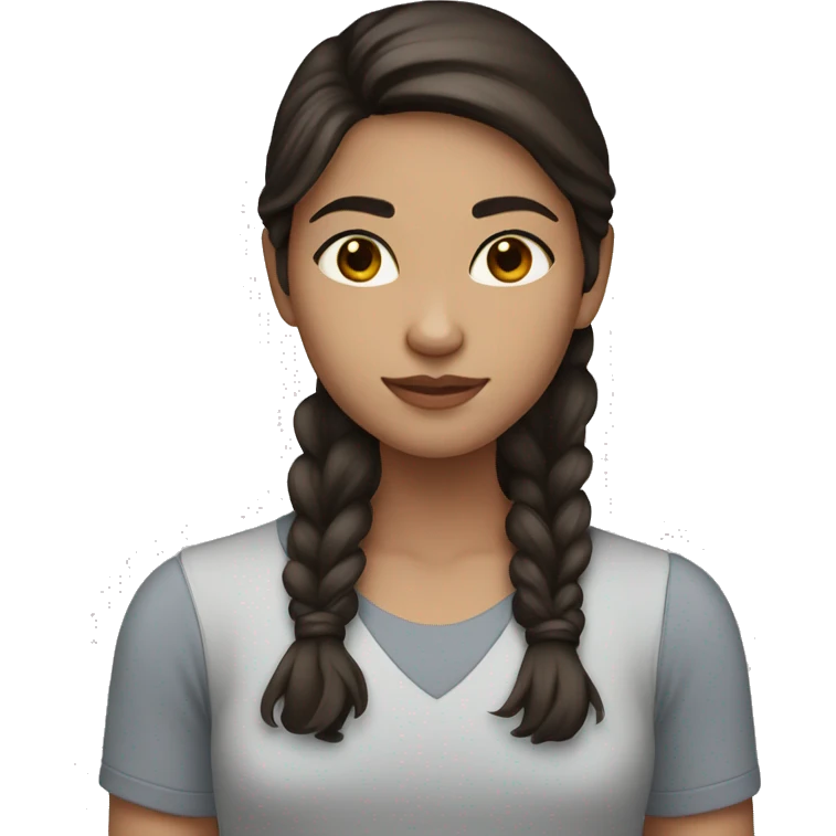 girl with dark brown hair and light skin and brown eyes emoji