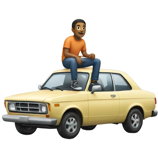 man sitting on top of car emoji