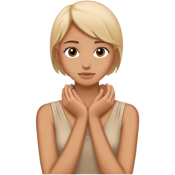 Hands wrapped around neck emoji