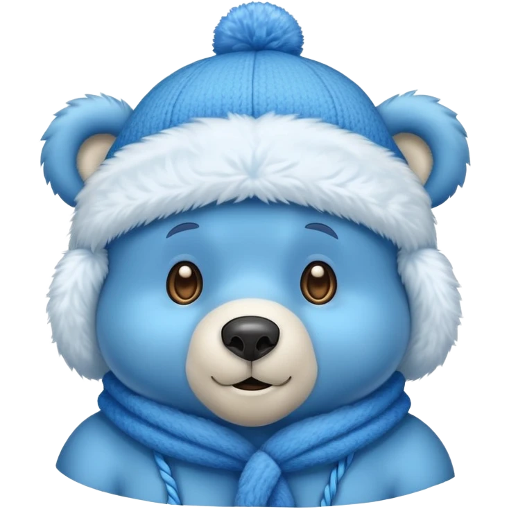 blue bear winter hat with ear flaps emoji