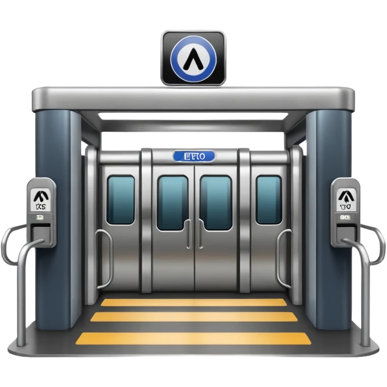 metro station access with turnstiles and metro sign, no text emoji