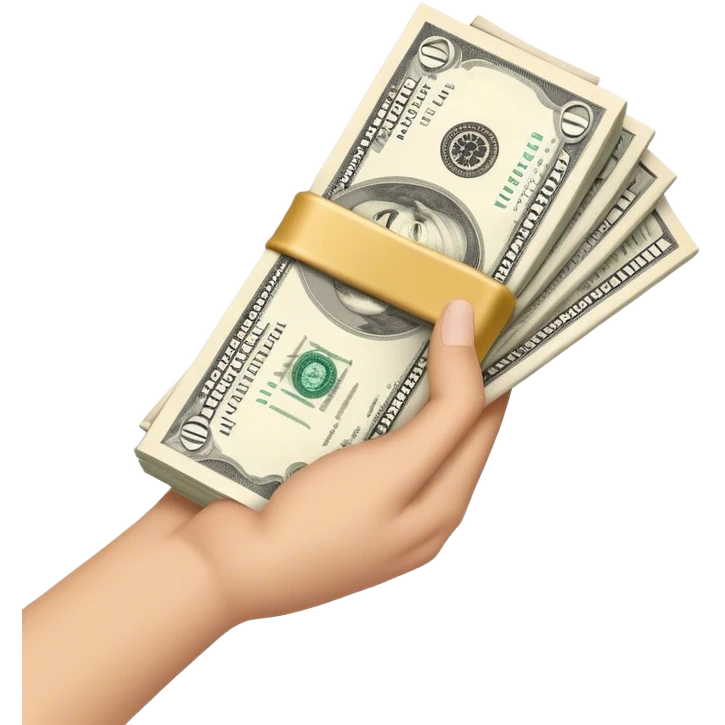 hand holding a pack of dollar bills emoji