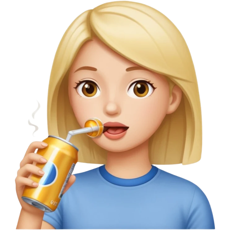 Girl chugging canned drink emoji