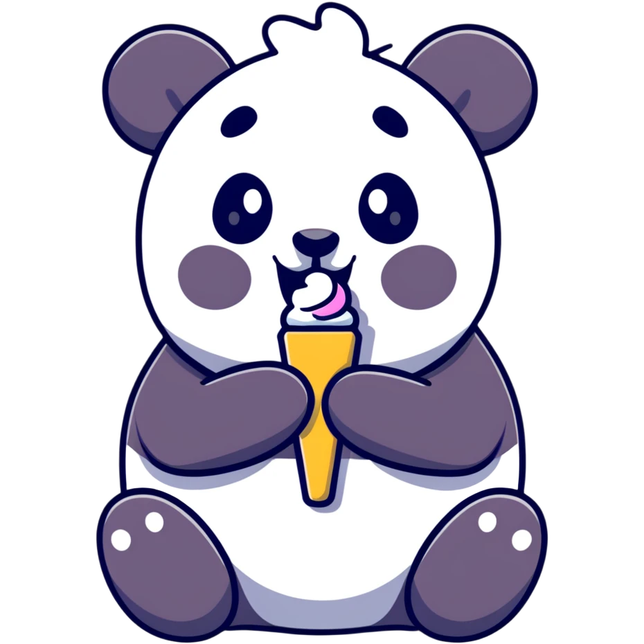 Panda eating ice cream emoji