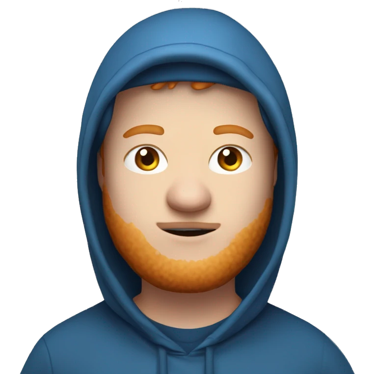 fat, ginger streamer named caseoh wearing a blue hoodie emoji with white eyes emoji