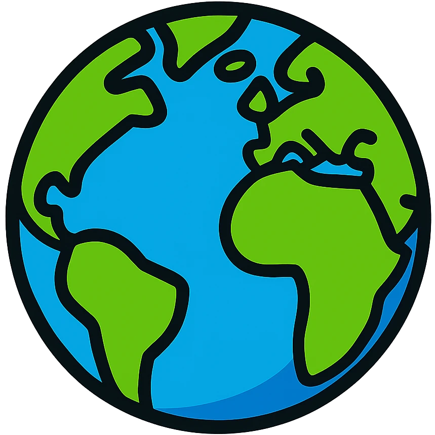 cartoonish planet earth sphere with bright colors, no background emoji
