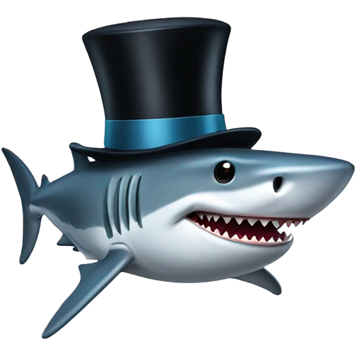 Shark with a top hat emoji