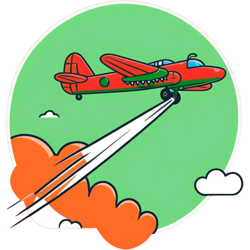 Green crocodile bomber plane dropping bombs emoji