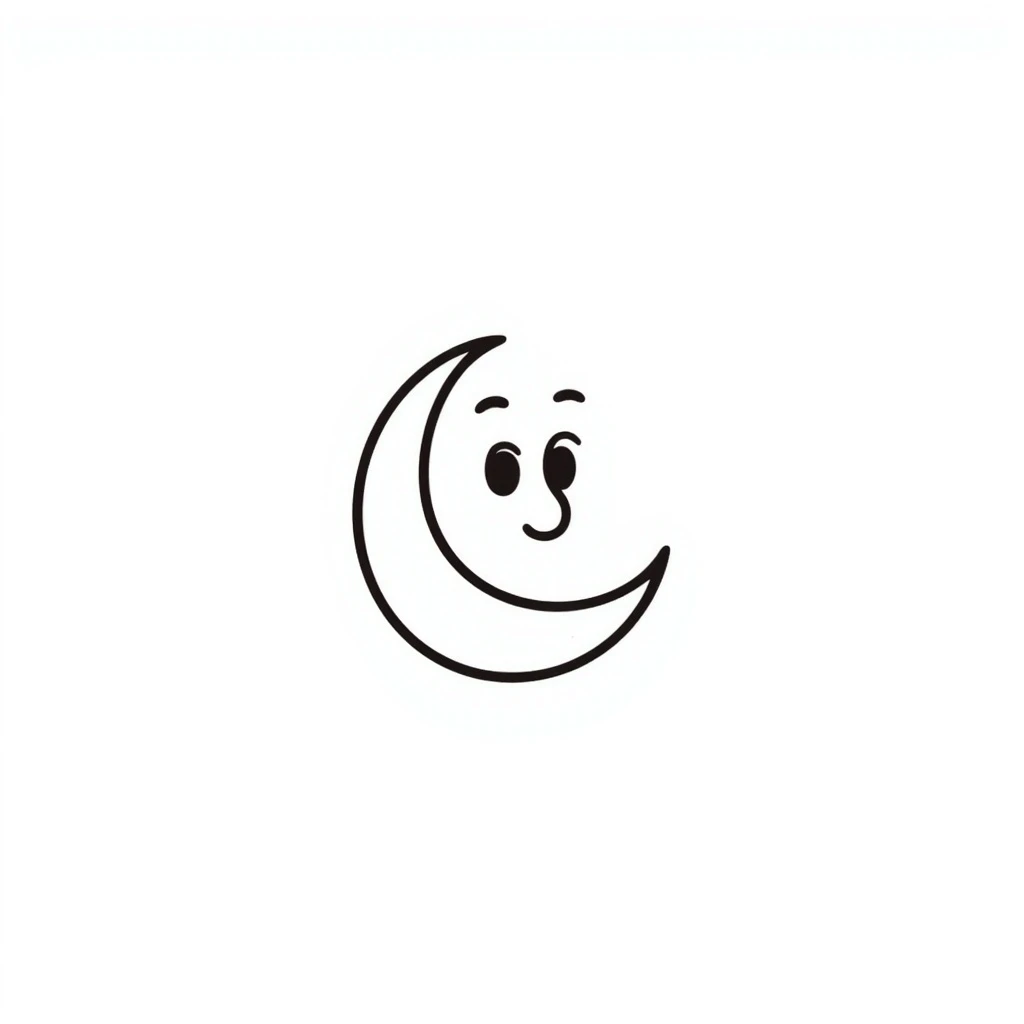 moon emoji, colored in #fb8275, animated line art style emoji
