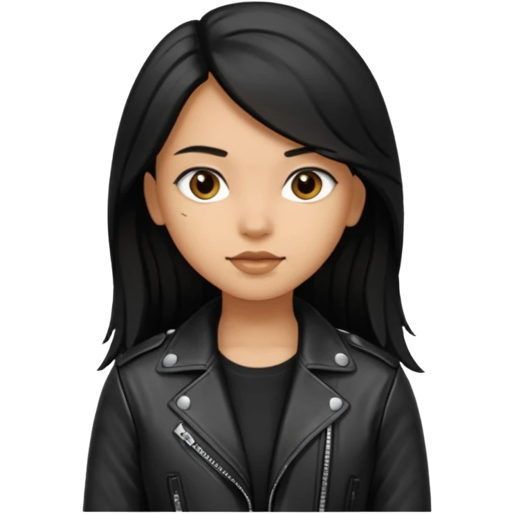  Siyah uzun saçlı ceket giyen esmerimsi kız fazla esmer değil siyah ceket  emoji