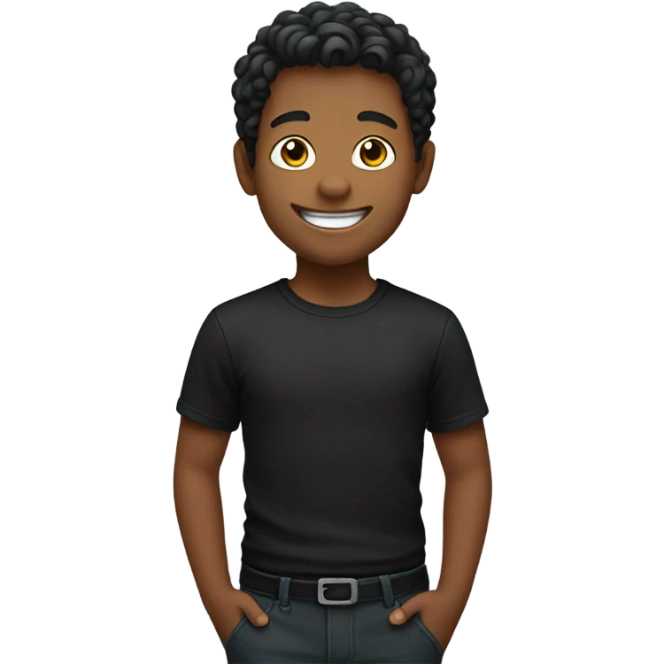 smiling boy in black shirt emoji