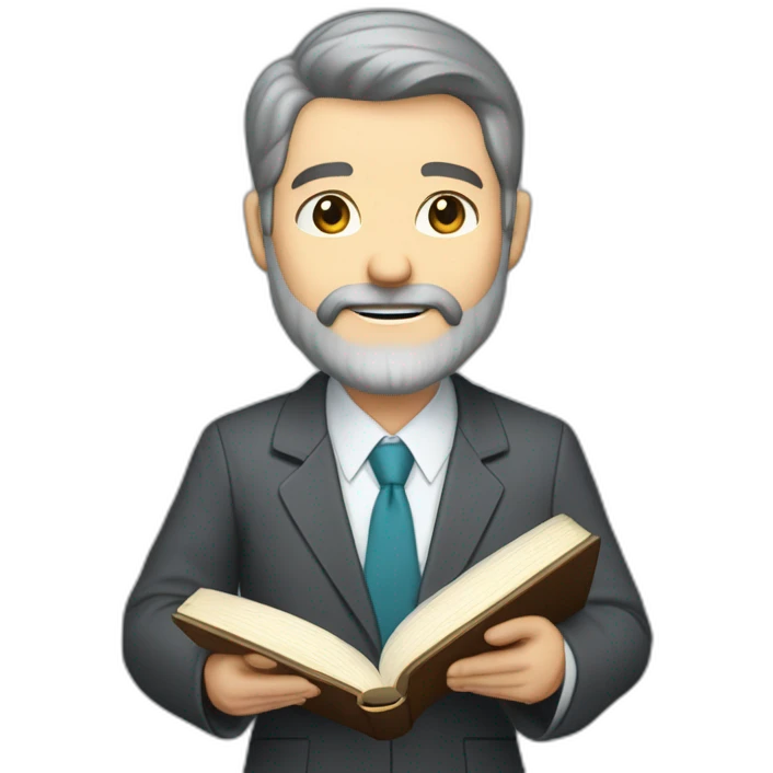 husband caucasian age 55 dark gray hair trimmed beard wearing business suit holding bible, wife asian age 55 dark hair nurse uniform, no children emoji