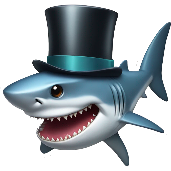 Shark with a top hat emoji
