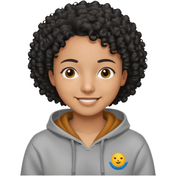 Make a Colombian with black short curly hair wearing a grey hoodie emoji