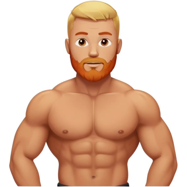 Muscular man with  buzz cut blonde hair and red beard posing without a shirt emoji
