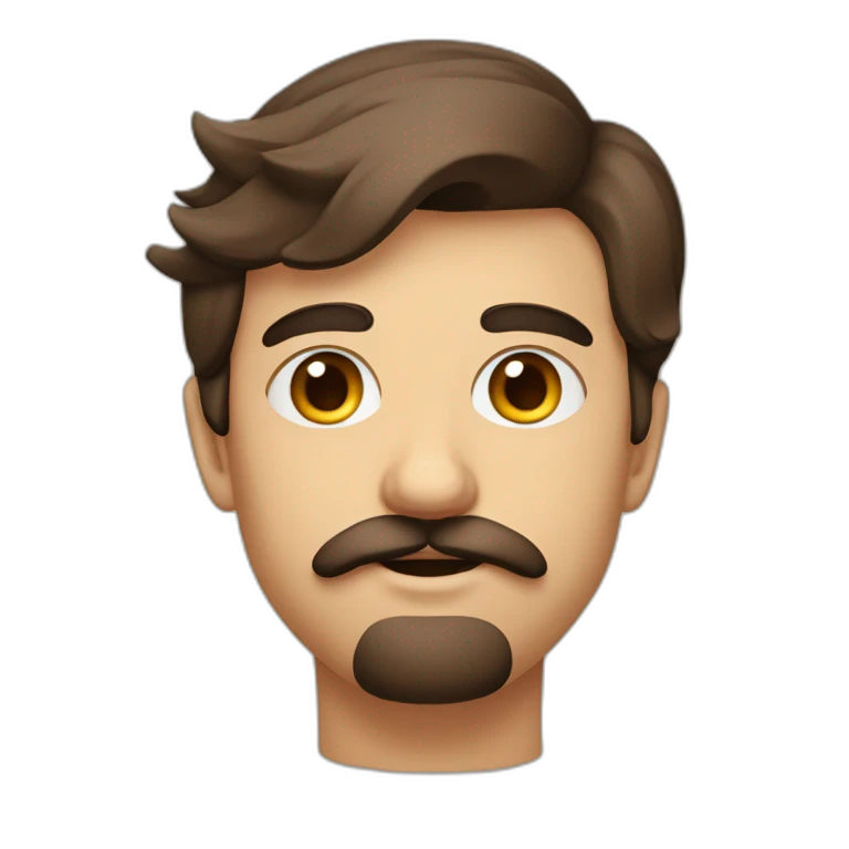 Jeune homme brun moustache gros sourcil emoji