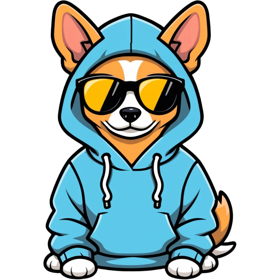 Dog with hoodie and sunglasses ￼ emoji