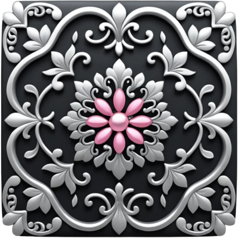 Black and silver filigree design, 3D, extremely detailed design emoji