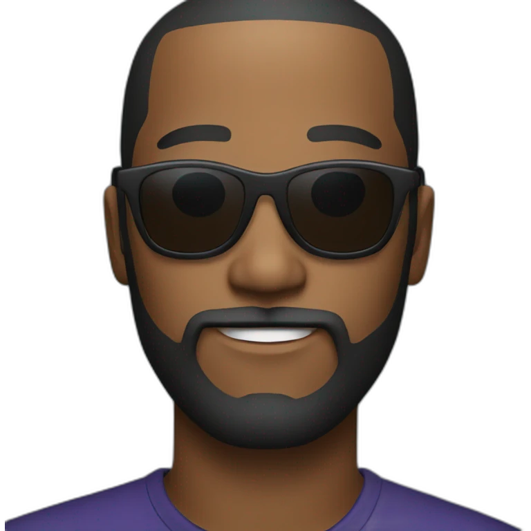 Black man with a European haircut and a beard sunglases emoji