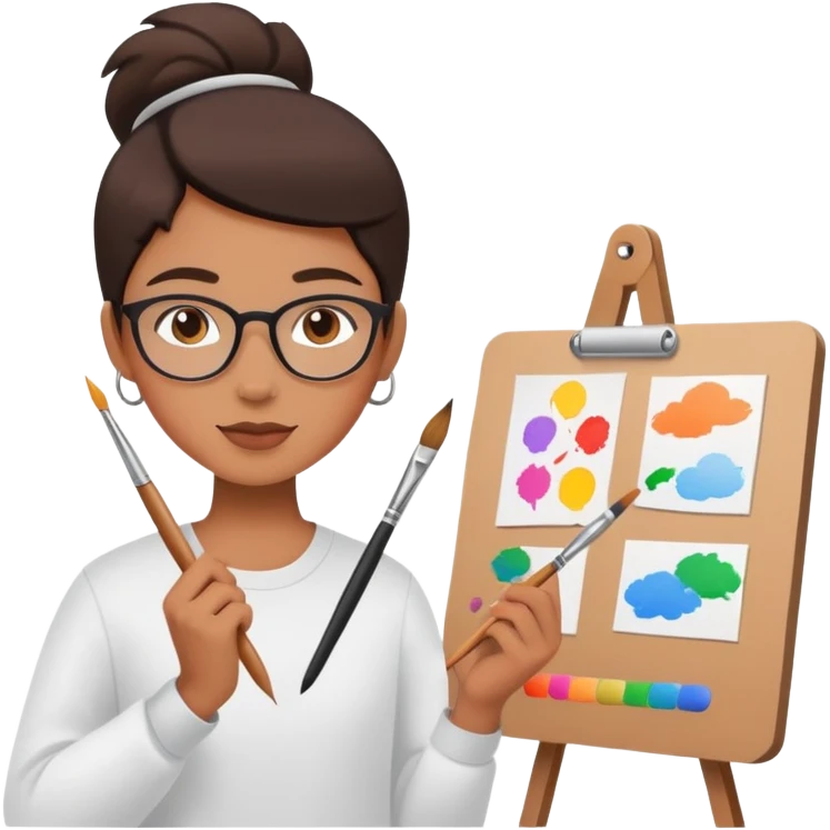 Person with paintbrush creating vision board with dreams and goals emoji