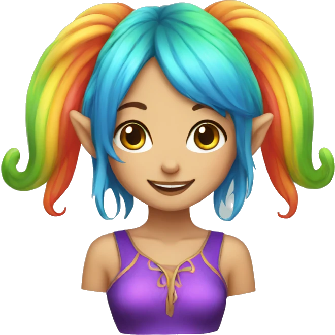 rainbow hair elf girl emoji