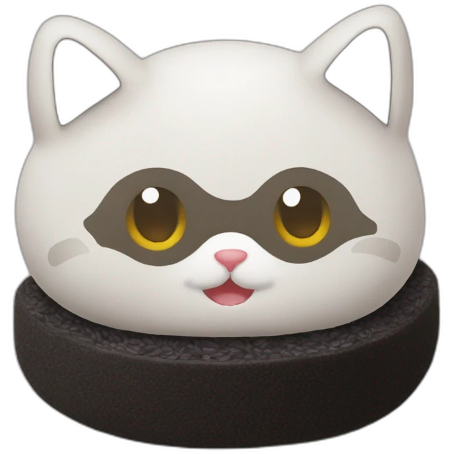 black rice cake mochi cat emoji