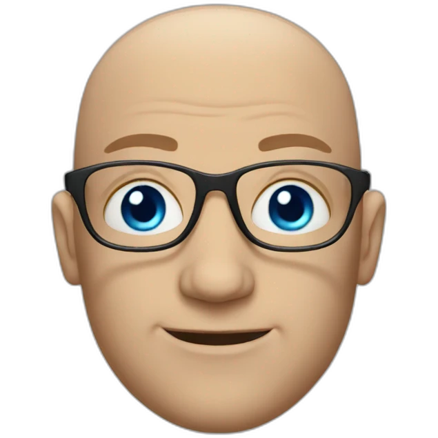 bald man with glasses and blue eyes emoji