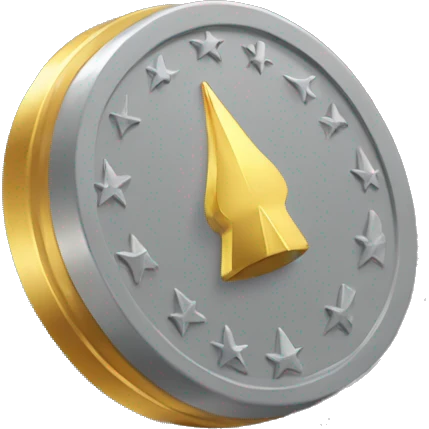 grey coin with a gold spike emoji