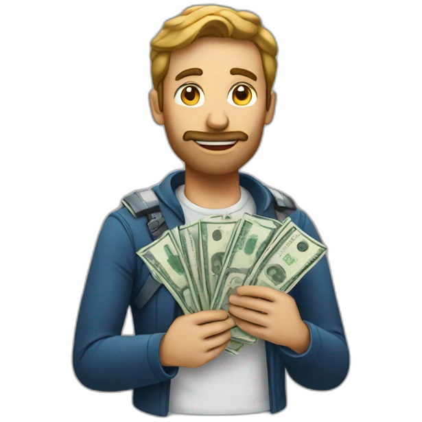A man astronate holding money emoji