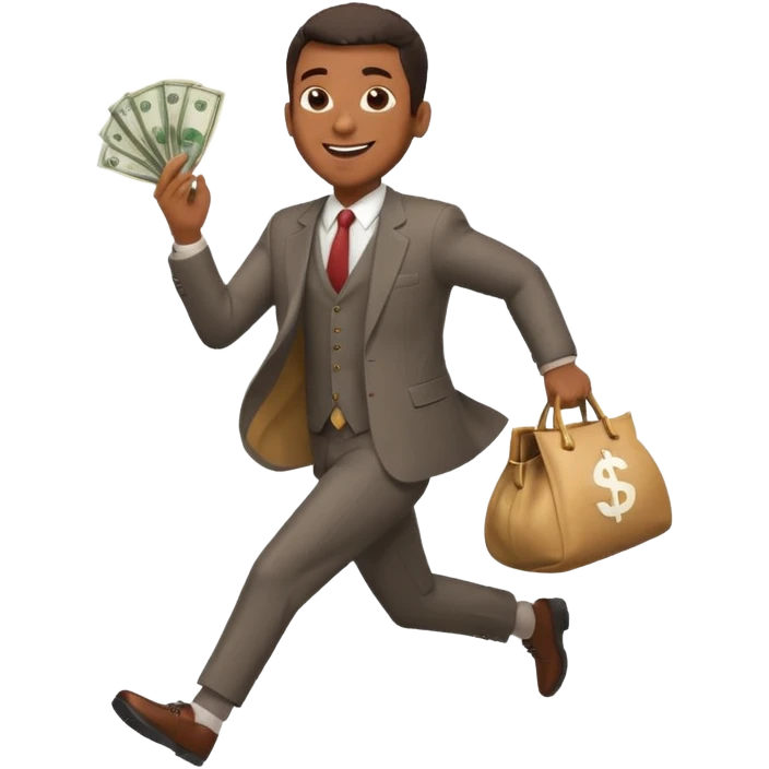 Black Man running with moneybag 💰 emoji