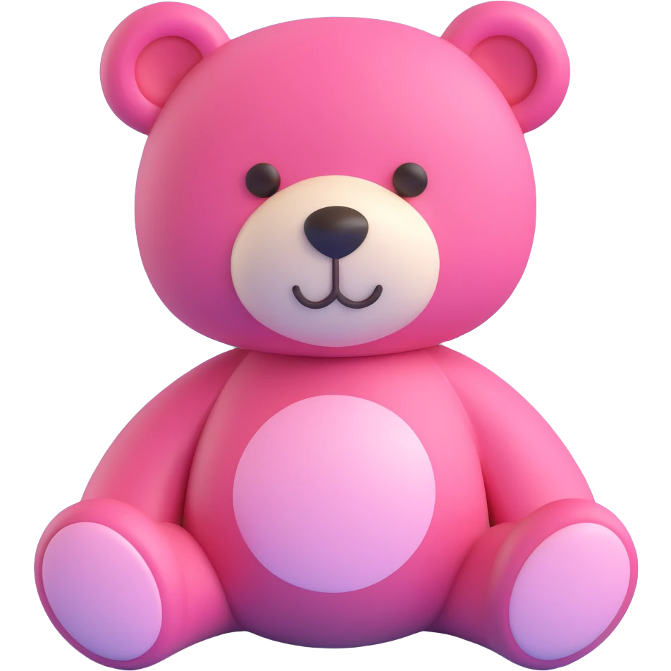 pink teddy bear, cute, simple emoji