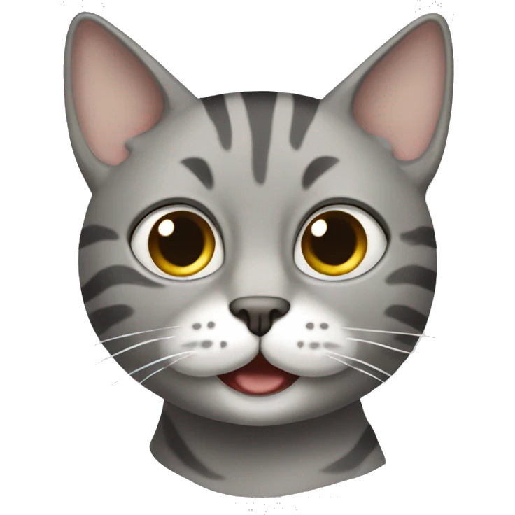Grey tabby cat with white mouth and one blind eye  emoji