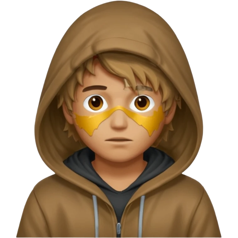 Moreno greñudo con capucha cuba la cara emoji