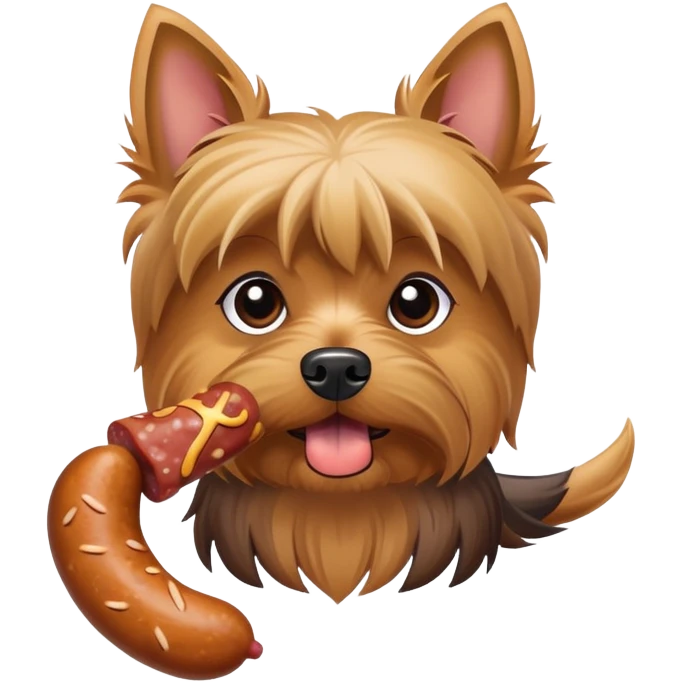 Yorkshire Terrier Eats Sausage, Angrily emoji